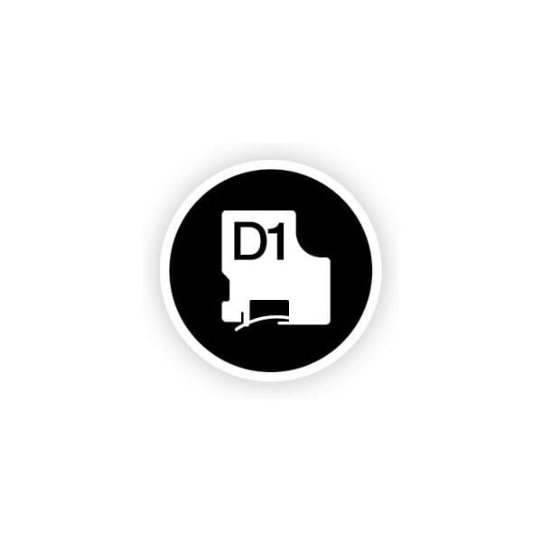 Dymo D1-tejp 12 mm x 7 m, svart med vit botten