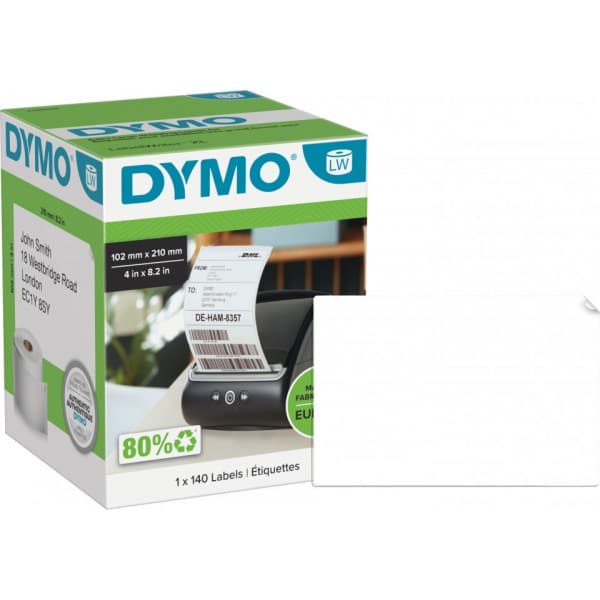 Dymo LW -DHL-etikett 102 x 210 mm, 140 etiketter, svart på vit bakgrund