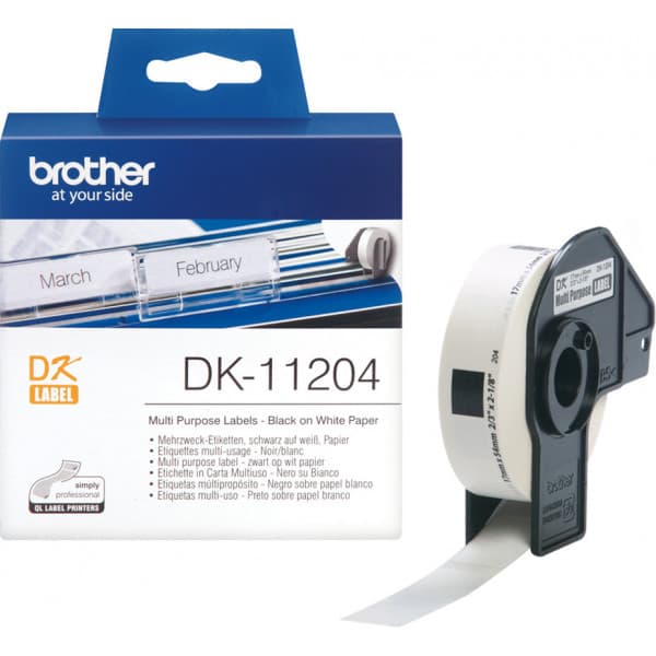 Brother DK-11204 -multifunktionsetikett 17 x 54 mm, svart/vit