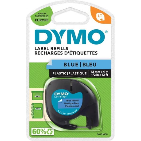 Dymo LetraTAG -plastband 12 mm x 4 m, blå