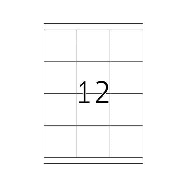 TopStick utskrifts-etikett, A4, 70x67,7mm/ 12-delad