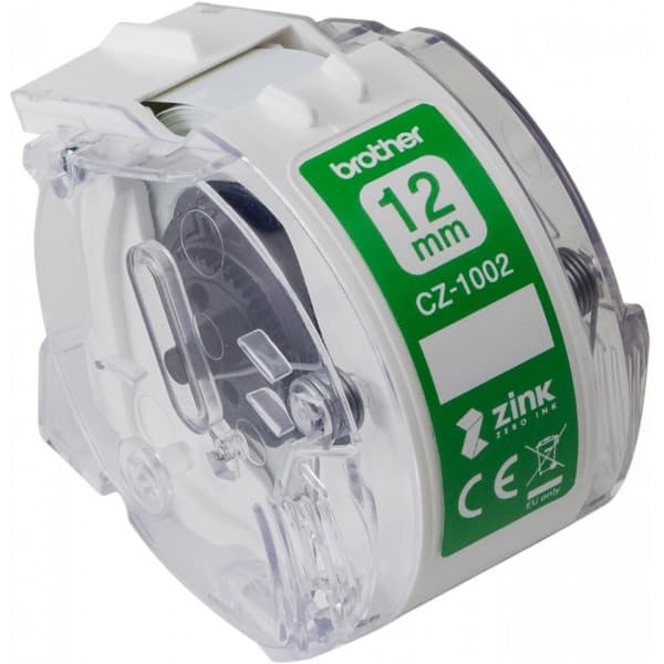 Brother CZ1002 -etikettiband, 12 mm x 5 m, vit