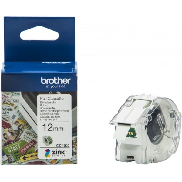 Brother CZ1002 -etikettiband, 12 mm x 5 m, vit