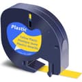 Miniatyrbild 2 av 3: Dymo LetraTAG -plasttejp 12 mm x 4 m, svart med gul botten