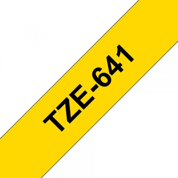 Brother TZe-641 -etikettirulla, 18 mm x 8 m, svart med gul botten