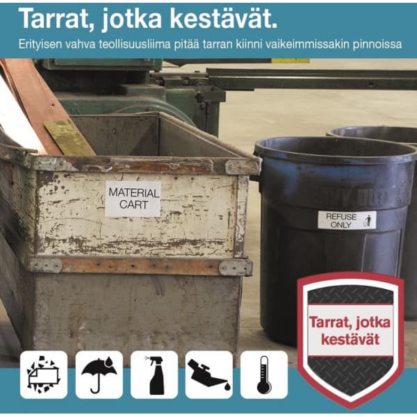 Dymo LW Durable -kestotarra 19 mm x 64 mm, 2 x 450 tarraa, valkoinen polyesteri