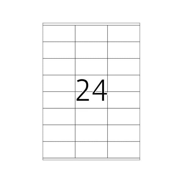 TopStick utskriftsetiketter, 24-delad, A4, 70 x 36 mm, 100 ark