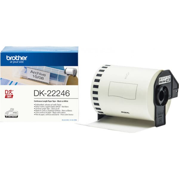 Brother DK22246 -etikettrulle, 103 mm, svart/vit