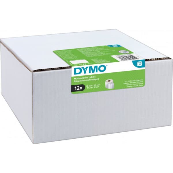 Dymo LabelWriter -universal etikett 57 x 32 mm, 12 x 1000 etiketter, vit