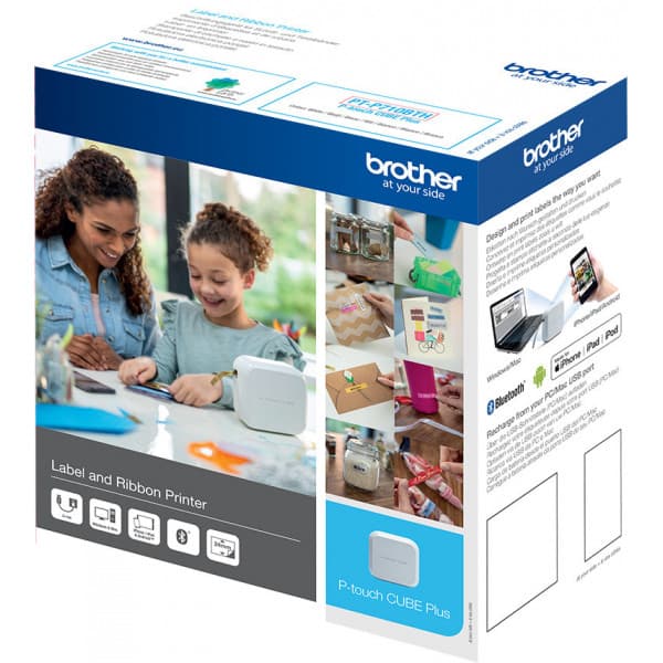 Brother P-touch CUBE Plus PT-P710BTH -laddningsbar etikettskrivare med Bluetooth-anslutning
