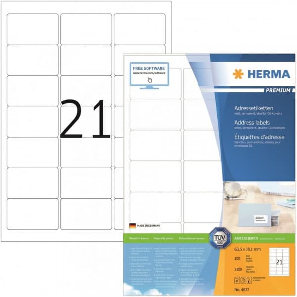 Herma 4677 - mångsidig etikett, Premium, 63,5 x 38,1 mm