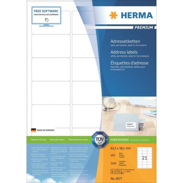 Herma 4677 - mångsidig etikett, Premium, 63,5 x 38,1 mm