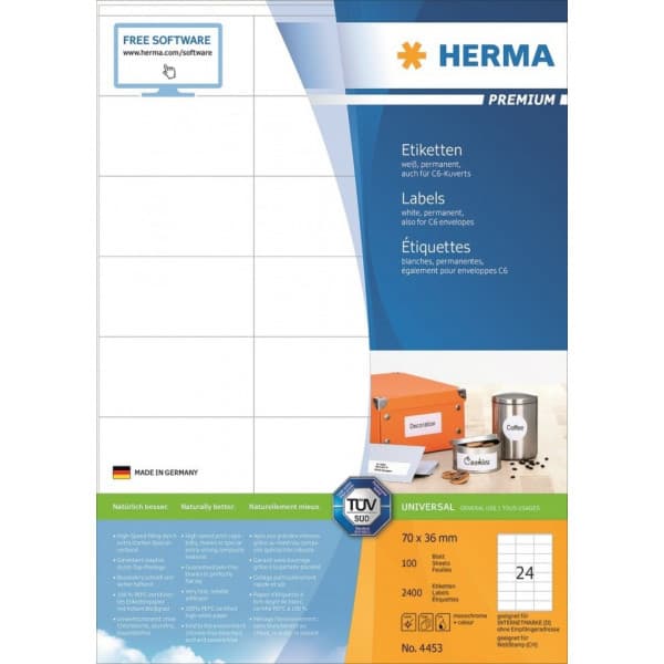 Herma 4453 -monikäyttötarra, Premium, 70 x 36 mm