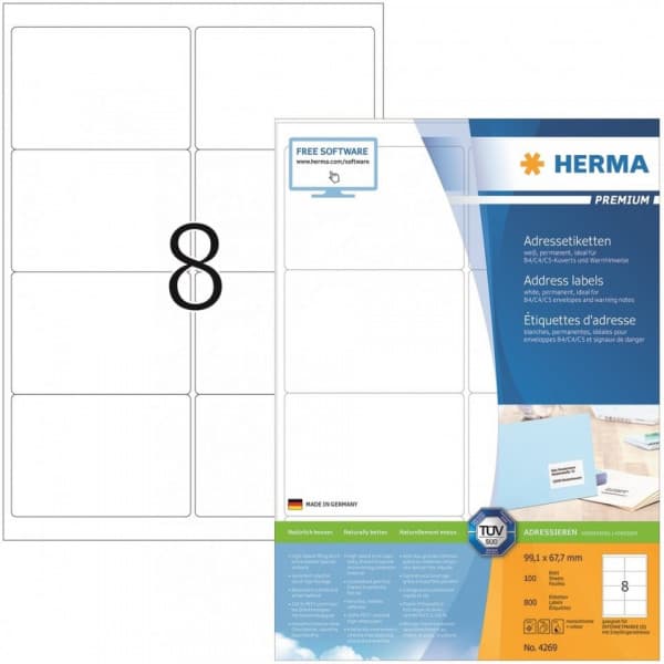 Herma 4269 -monikäyttötarra, Premium, 99,1 x 67,7 mm