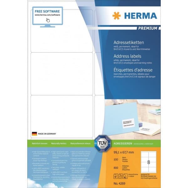 Herma 4269 -monikäyttötarra, Premium, 99,1 x 67,7 mm