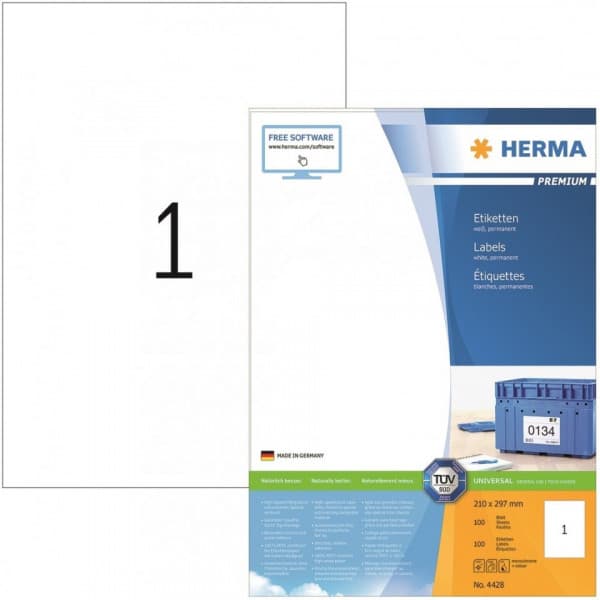 Herma 4428 -monikäyttötarra, Premium, 210 x 297 mm