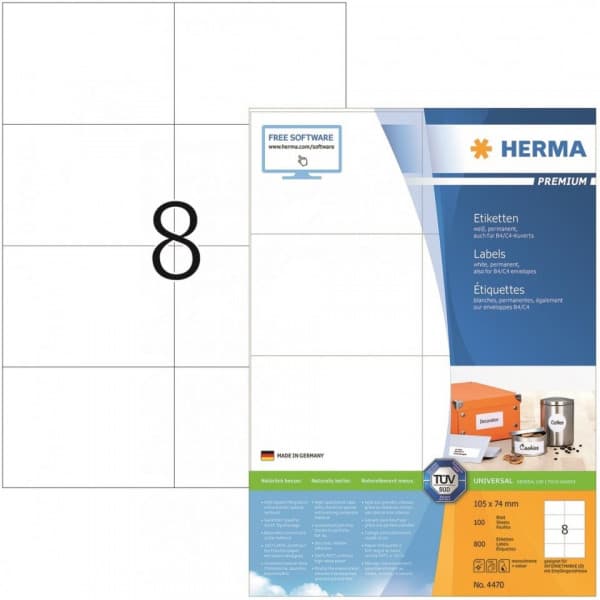 Herma 4470 - multifunktionell etikett, Premium, 105 x 74 mm