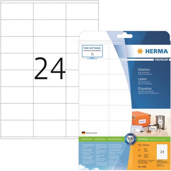 Herma 4360 -monikäyttötarra, Premium, 70 x 36 mm