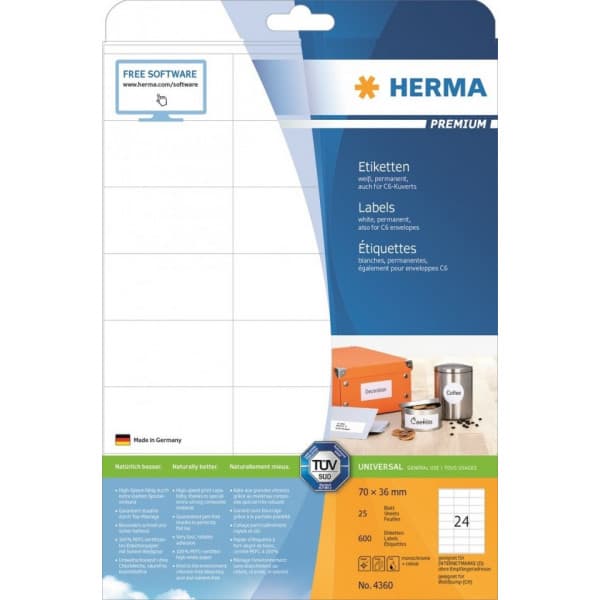 Herma 4360 -monikäyttötarra, Premium, 70 x 36 mm