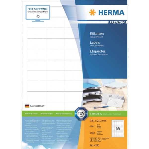 Herma 4270 -monikäyttötarra, Premium, 38,1 x 21,2 mm
