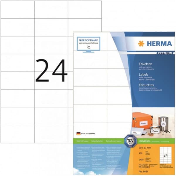 Herma 4464 -monikäyttötarra, Premium, 70 x 37 mm