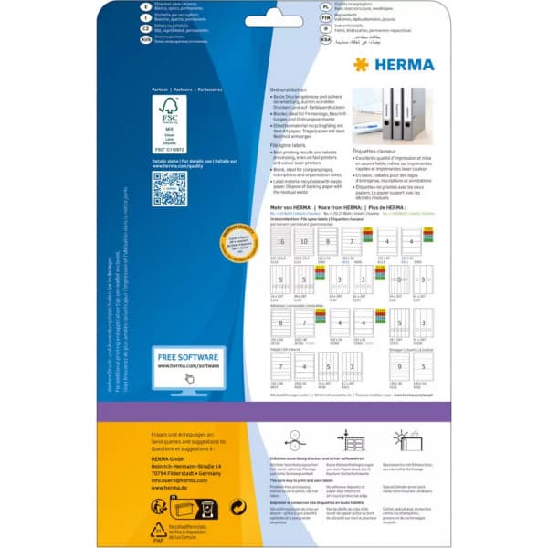 Herma Special 8621 -arkivetiketter, 4-delad 192 x 61 mm