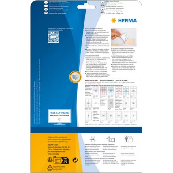 Herma Special 4515 -irrotettavat nimi/tekstiilitarrat, 16-osainen, 88,9 x 33,8 mm