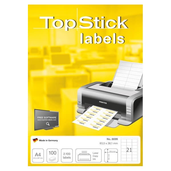 TopStick 8699 -tryckstickers, 21-delad, 63,5 x 38,1 mm