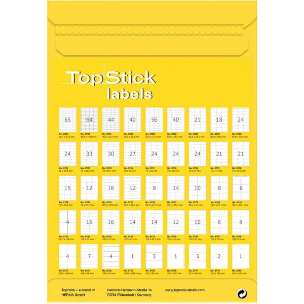 TopStick 8775 -utskriftsetiketter, 4-delad, 99,1 x 139 mm