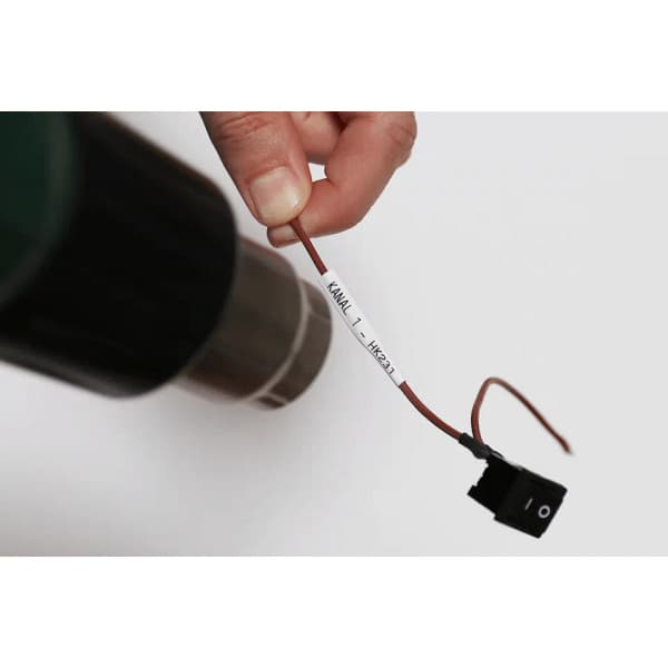 Brother HSe-231E krympslang, svart text på vit bakgrund, bredd 11,2 mm