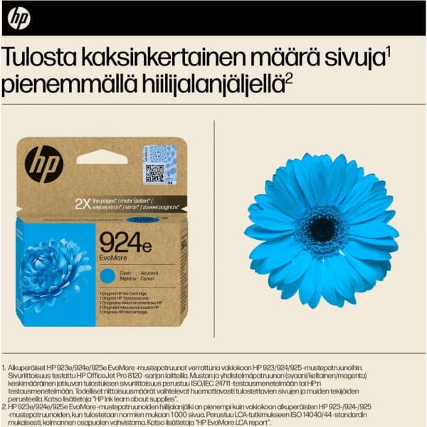 HP 924e EvoMore -bläckpatron, cyan