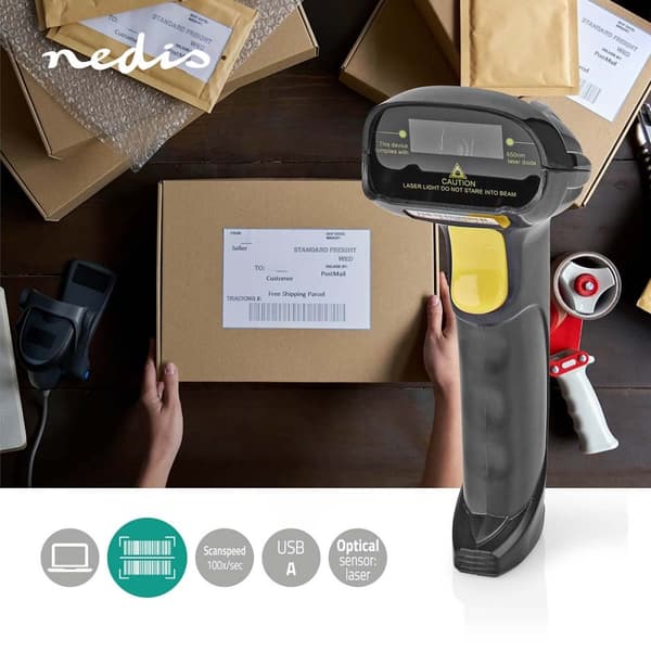 Nedis Viivakoodinlukija | Laser | Langallinen | 1D lineaarinen | USB Virta | USB 2.0