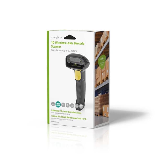 Nedis Strekkode Skanner | Laser | Wireless | 1D Linear | Batteri drevet / USB-Strøm | USB Dongle