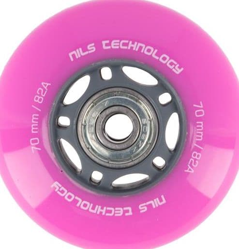 NILS Extreme PU 70x24 82A (4 kpl) PINK + ABEC-7 (8 kpl) SET NILS EXTREME
