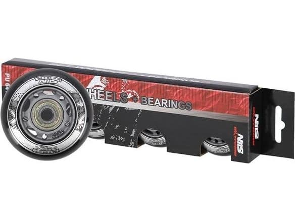 NILS Extreme PU 64x24 82A MUSTA N (4 kpl) + ABEC-9 (8 kpl) NILS EXTREME SETTI