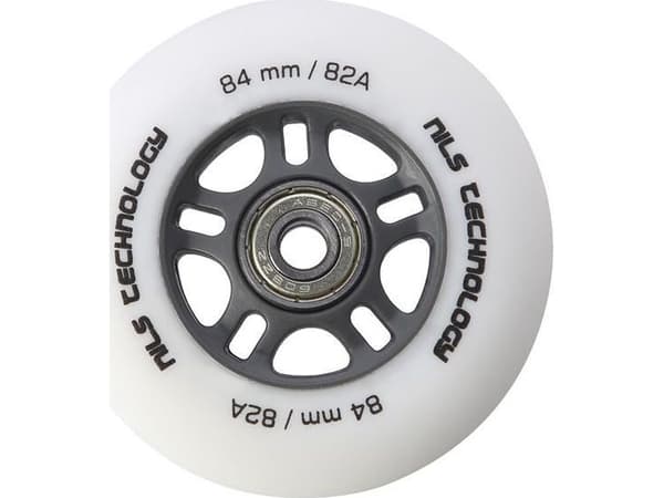 Nils Extreme PU 84x24 82A BIAŁE MATOWE (4 szt.) + ABEC-9 CHROME (8 szt.) NILS EXTREME