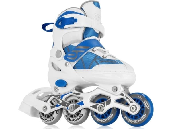Spokey Tony rekreationsskor med justerbara rullskridskor vita r. 30-33