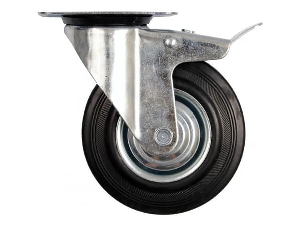 Vorel Swivel wheel with black rubber and 100mm brake 87322
