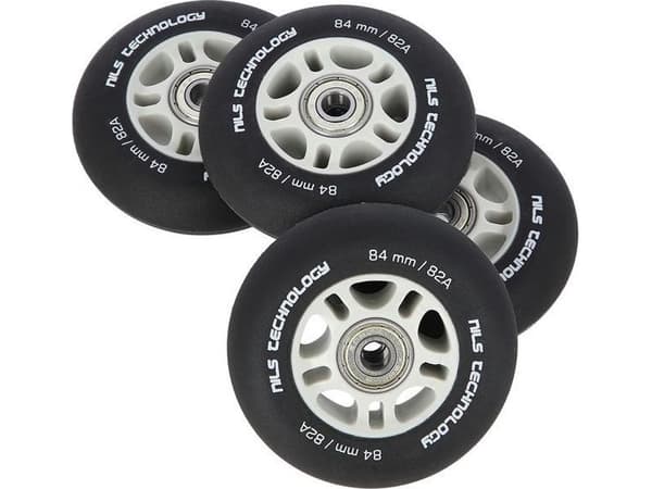 Nils Extreme PU 84x24 82A sort MATOWE (4 szt.) + ABEC-9 CHROME (8 szt.) NILS EXTREME