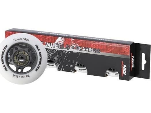 NILS Extreme PU 72x24 82A MATTIVALKOINEN (4 kpl) + ABEC-9 (8 kpl) NILS EXTREME SETTI