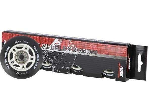 NILS Extreme PU 70x24 82A BLACK MATTE (4 stk) + ABEC-9 (8 stk) NILS EXTREME SET