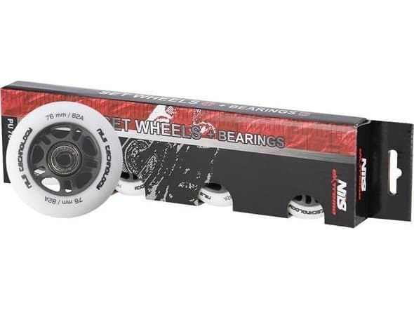 NILS Extreme PU 76x24 82A MATTE WHITE (4 st) + ABEC-9 (8 st) NILS EXTREME SET