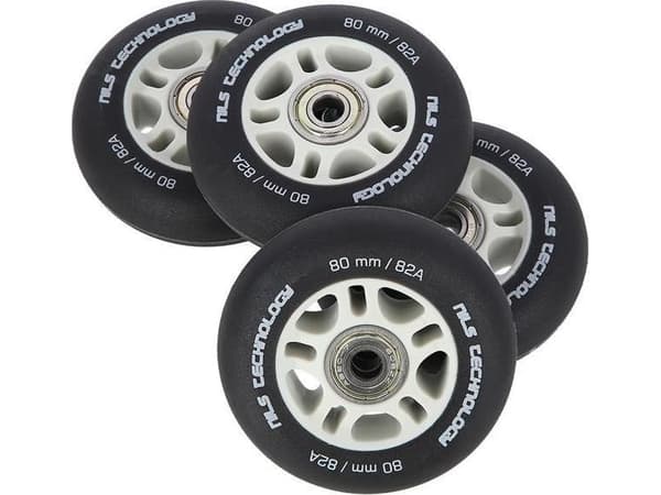 NILS Extreme PU 80x24 82A BLACK MATTE (4 stk) + ABEC-9 (8 stk) NILS EXTREME SET