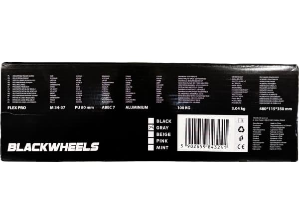 Blackwheels säädettävät rullat Flex Pro harmaa koko 35-38