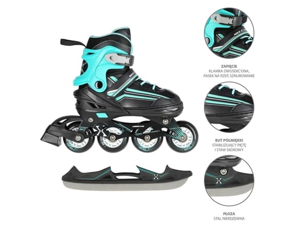 Nils Extreme NH18190 rullskridskor med utbytbar skida justerbar sort r. 39-43
