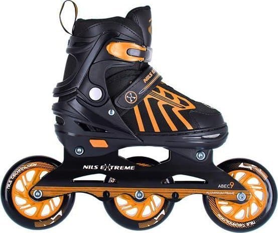 Nils Extreme NA18812A nopeussäädettävät oranssit rullaluistimet r. 34-38