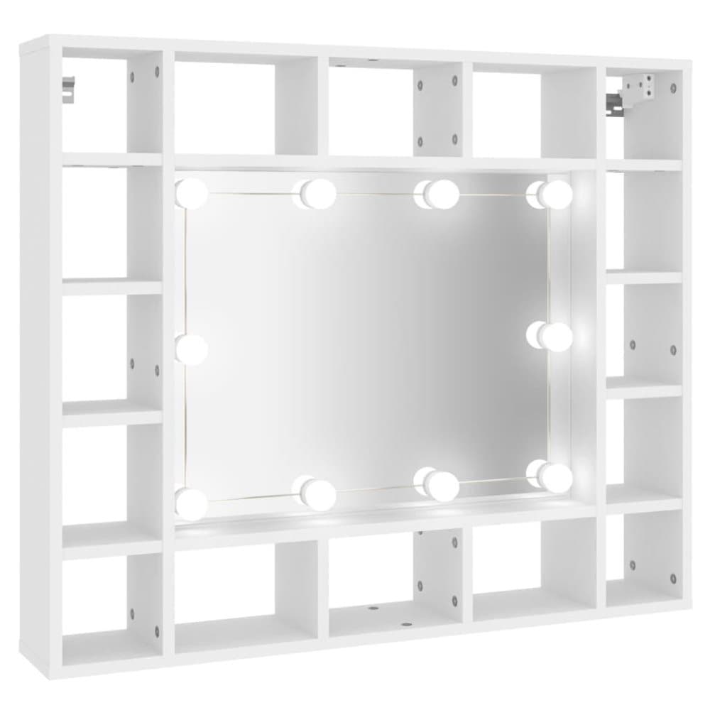 vidaXL Spegelskåp med LED vit 91x15x76,5 cm