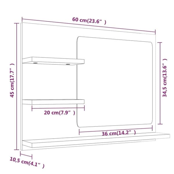 vidaXL Badespeil røkt eik 60x10,5x45 cm konstruert tre