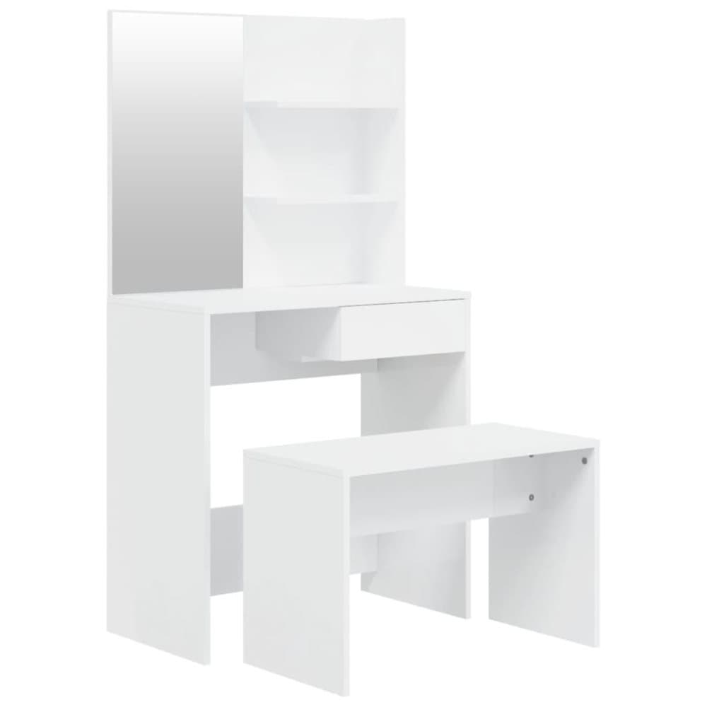 vidaXL Sminkbord set vit högglans 74,5x40x141 cm
