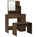 Miniatyrbild 1 av 11: vidaXL Sminkbord set brun ek 86,5x35x136 cm